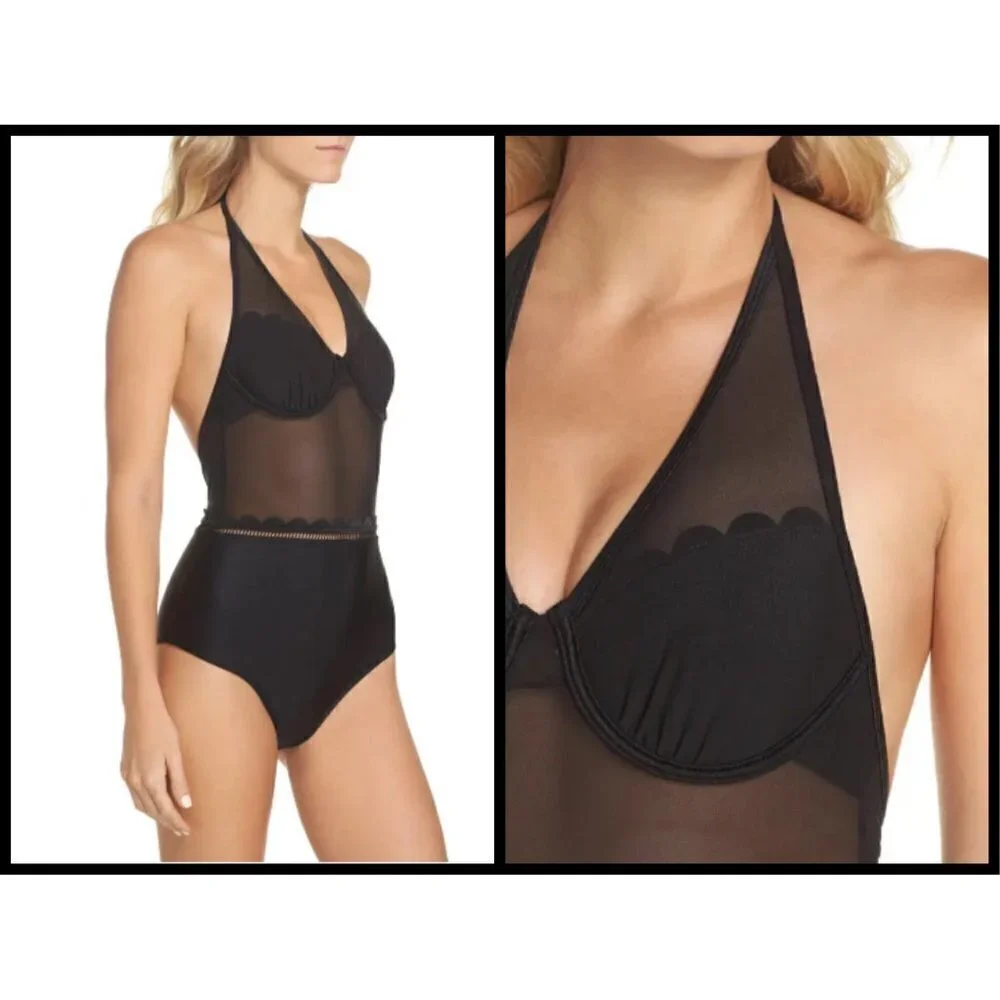 💕TED BAKER💕 Kesia Scalloped Mesh Swimsuit 34 C/D